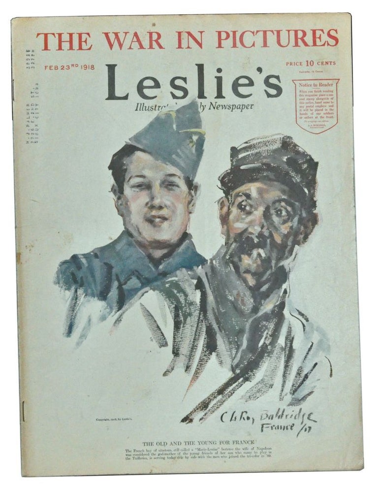Item #3270073 Leslie's Illustrated Weekly Newspaper: The War in Pictures (February 23, 1918). John A. Sleicher, Arthur Hunt Chute, Henry Farrand Griffin, R. Derby Holmes, Paul Moore, Charlton Bates Strayer, Thomas F. Logan, others.