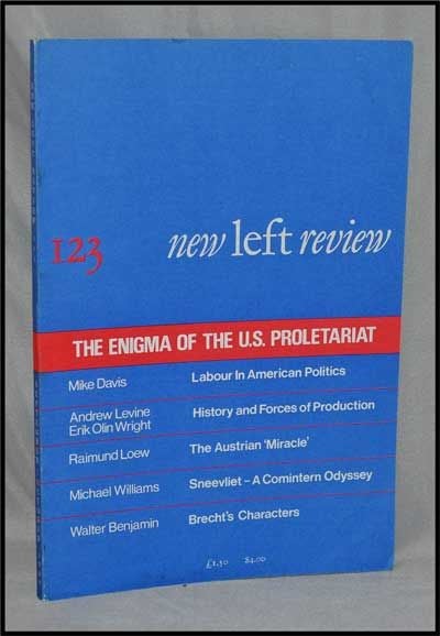 Item #3280065 New Left Review, 123 (September-October 1980) : the Enigma of the U. S. Proletariat. Perry Anderson, Mike Davis, Andrew Levine, Erik Olin Wright, Raimund Loew, Michael Williams, Walter Benjamin.