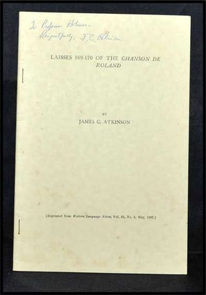 Item #3320064 Laisses 169-170 of the Chanson De Roland; Offprinted Article from Modern Language...