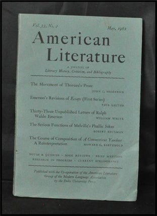 Item #3330060 American Literature: a Journal of Literary History, Criticism , and Bibliography...