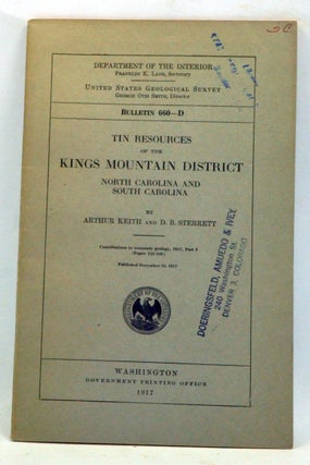 Item #3340041 Tin Resources of the Kings Mountain District, North and South Carolina....