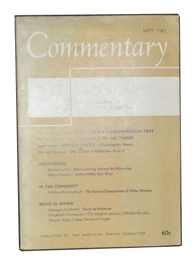 Item #3360048 Commentary: Vol. 31, No. 5 (May 1961). Norman Podhoretz, Denis Healey, Richard Lowenthal, Emil L. Fackenheim, Richard Chase, Joan Peyser, Herbert Weiner, Roma Lipsky, Henry Popkin, Milton Himmelfarb.
