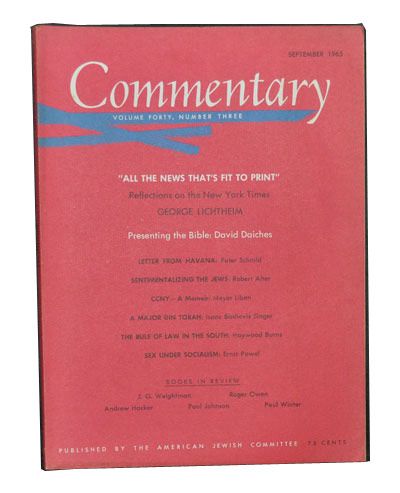 Item #3360072 Commentary: Vol. 35, No. 3 (September 1965). Norman Podhoretz, George Lichtheim, David Daiches, Peter Schmid, Robert Alter, Meyer Liben, Isaac Bashevis Singer, Haywood Burns, Ernst Pawel.