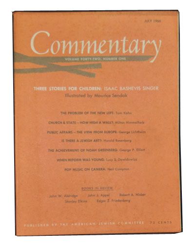 Item #3360078 Commentary: Vol. 42, No. 1 (July 1966). Norman Podhoretz, Isaac Bashevis Singer, Tom Kahn, Milton Himmelfarb, George Lichtheim, Harold Rosenberg, George P. Elliott, Lucy S. Dawidowicz, Neil Compton.