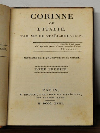 Item #3440077 Corinne ou l'Italie. Volumes I, II, III. Mme De Stael-Holstein