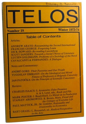 Item #3470067 Telos, Number 18 (Winter 1973-74). Paul Piccone, Andrew Arato, François,...