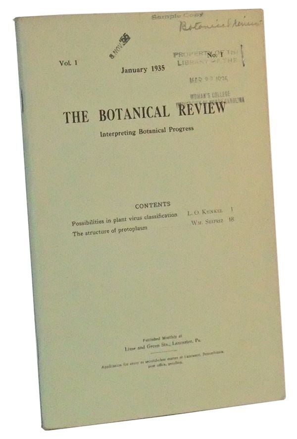 Item #3520037 The Botanical Review: Interpreting Botanical Progress, Vol. I, No. 1 (January 1935). H. A. Gleason, E. H. Fulling, L. O. Kunkel, William Seifriz.