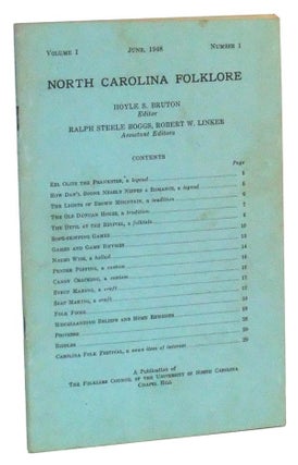 Item #3520040 North Carolina Folklore, Volume I, Number 1 (June, 1948). Hoyle S. Bruton