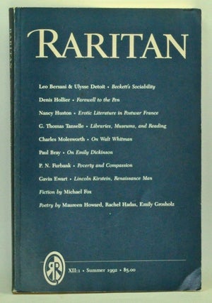 Item #3530082 Raritan: A Quarterly Review. Volume 12, Number 1 (Summer 1992). Richard Poirier,...