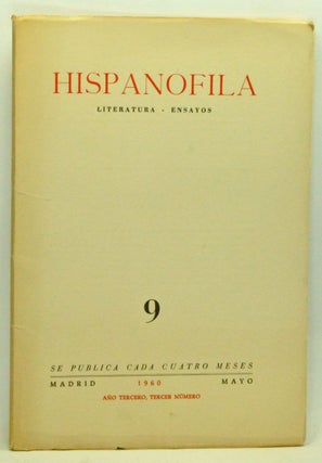 Item #3550038 Hispanófila 9: Literatura - Ensayos. Año tercero, tercer número (Mayo 1960). A....