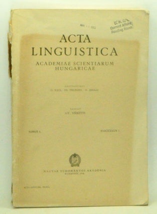 Item #3610115 Acta Linguistica, Academiae Scientiarum Hungaricae. Tomus I, Fasciculus I (1951)....