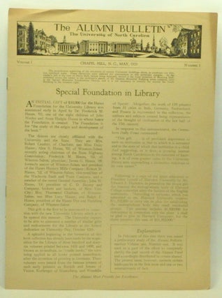 Item #3610152 The Alumni Bulletin: The University of North Carolina. Volume 1, Number 1 (May...