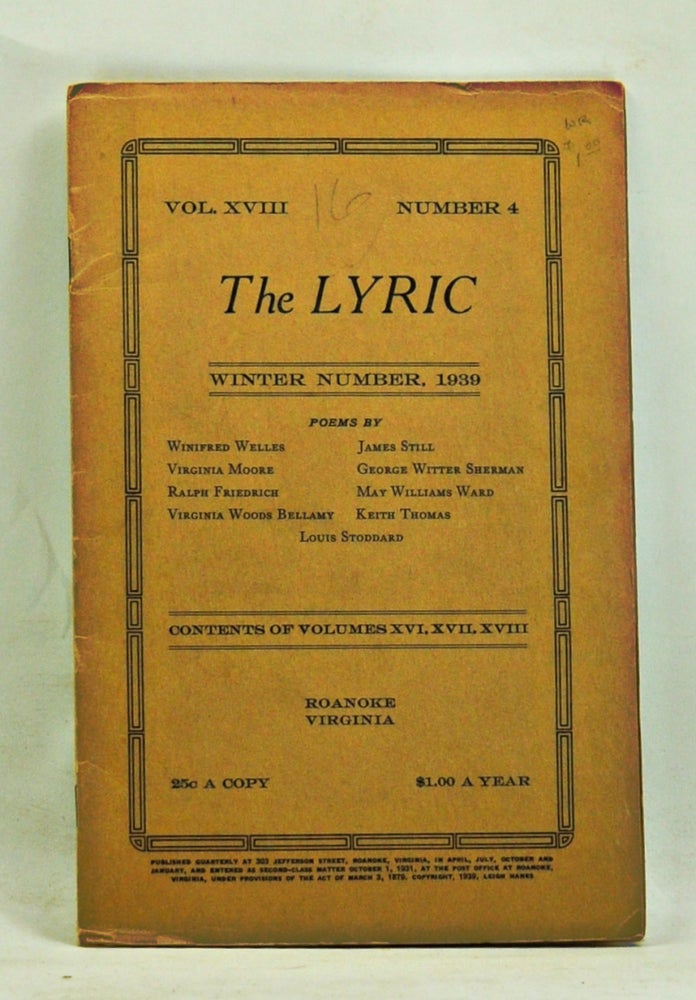Item #3640061 The Lyric, Volume 18, Number 4 (Winter, 1939). Leigh Hanes.