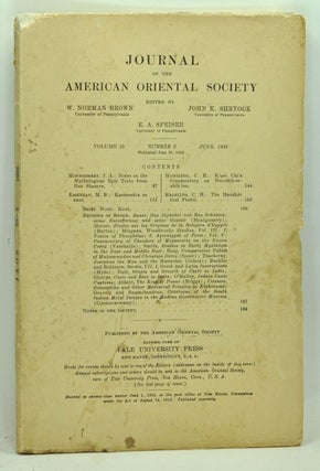 Item #3720043 Journal of the American Oriental Society, Volume 53, Number 2 (June 1933). W....