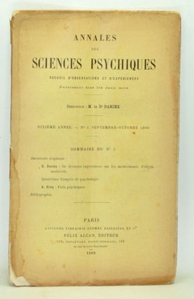 Item #3720058 Annales des Sciences Psychiques: Recueil d'Observations et d'Expériences. Dixième...