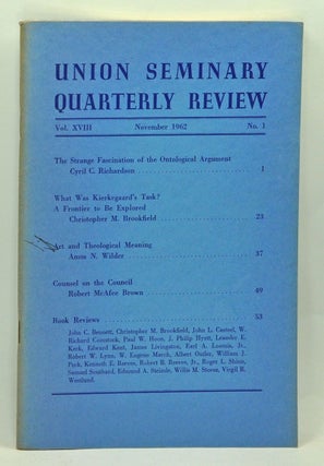 Item #3760062 Union Seminary Quarterly Review, Volume 18, Number 1 (November 1962). Thomas R....