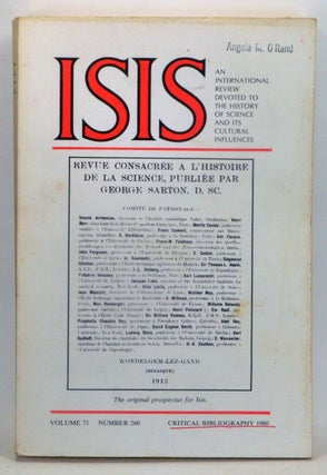 Item #3860049 ISIS: An International Review Devoted to the History of Science and Its Cultural...