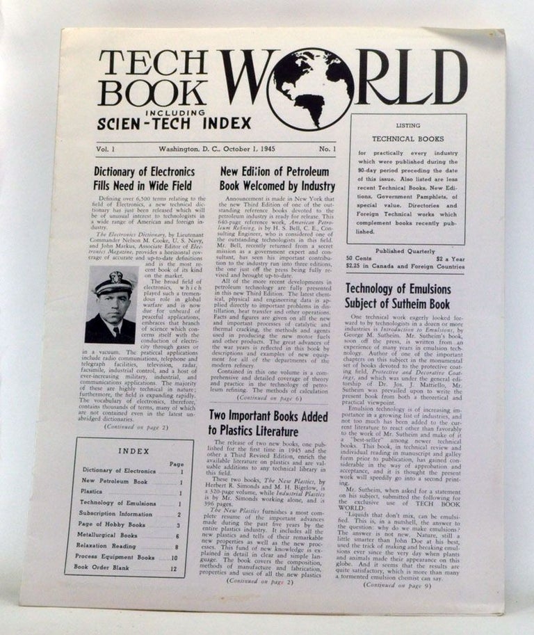 Item #4060049 Tech Book World, Including Scien-Tech Index, Volume 1, Number 1 (October 1, 1945). Hobart Publishing Company.