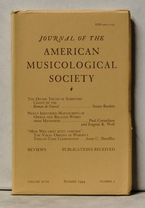 Item #4070053 Journal of the American Musicological Society, Volume 47, Number 2 (Summer 1994)....