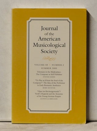 Item #4070062 Journal of the American Musicological Society, Volume 58, Number 2 (Summer 2005)....