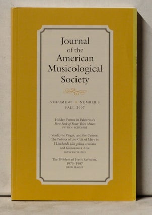Item #4070066 Journal of the American Musicological Society, Volume 60, Number 4 (Fall 2007)....