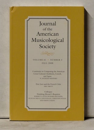 Item #4070067 Journal of the American Musicological Society, Volume 61, Number 3 (Fall 2008)....