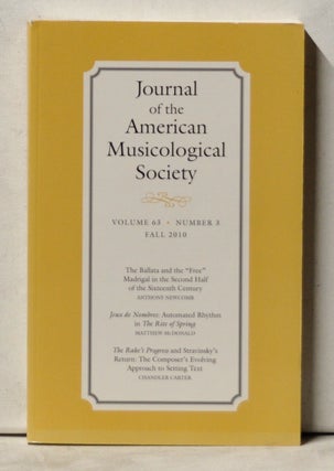 Item #4070070 Journal of the American Musicological Society, Volume 63, Number 3 (Fall 2010)....