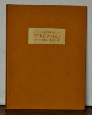 Item #4140047 Unpublished "Foreword" to Women in Love 1919. D. H. Lawrence, Nathan Van Patten,...