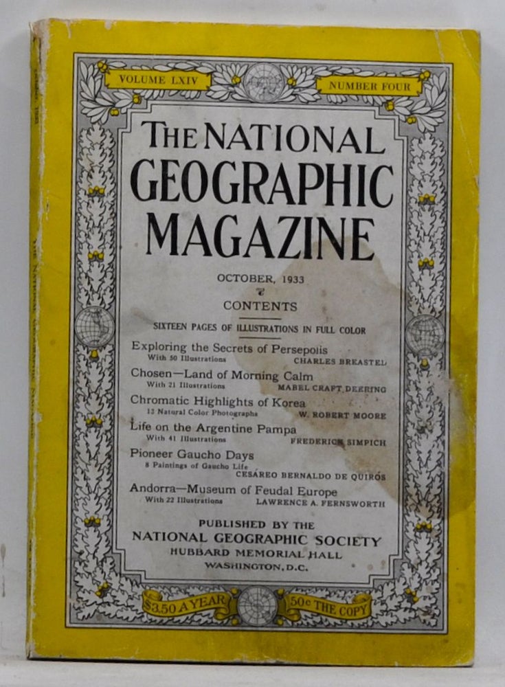 Item #4170105 The National Geographic Magazine, Volume 64, Number 4 (October 1933). Gilbert Grosvenor, Charles Breasted, Mabel Craft Deering, W. Robert Moore, Frederick Simpich, Cesáreo de Quirós, Lawrence A. Fernsworth.