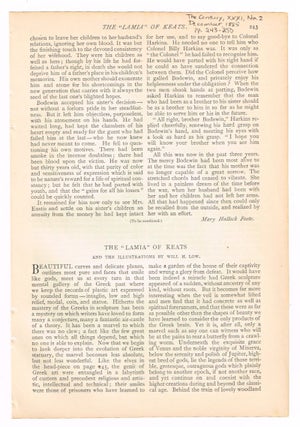 Item #4180014 The "Lamia" of Keats. [original single article from The Century Magazine, Volume...