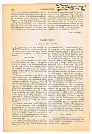 Item #4180043 Faith-Cures. A Study in Five Chapters. [original single article from The Century...