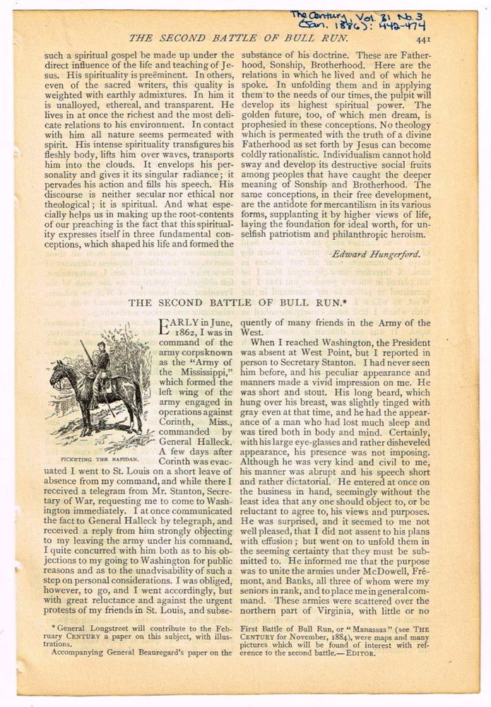 Item #4180051 The Second Battle of Bull Run. [original single article from The Century Illustrated Monthly Magazine, Volume 31, New Series 9, Number 3 (January, 1886), pp. 442-474]. John Pope, Warren Lee Goss.