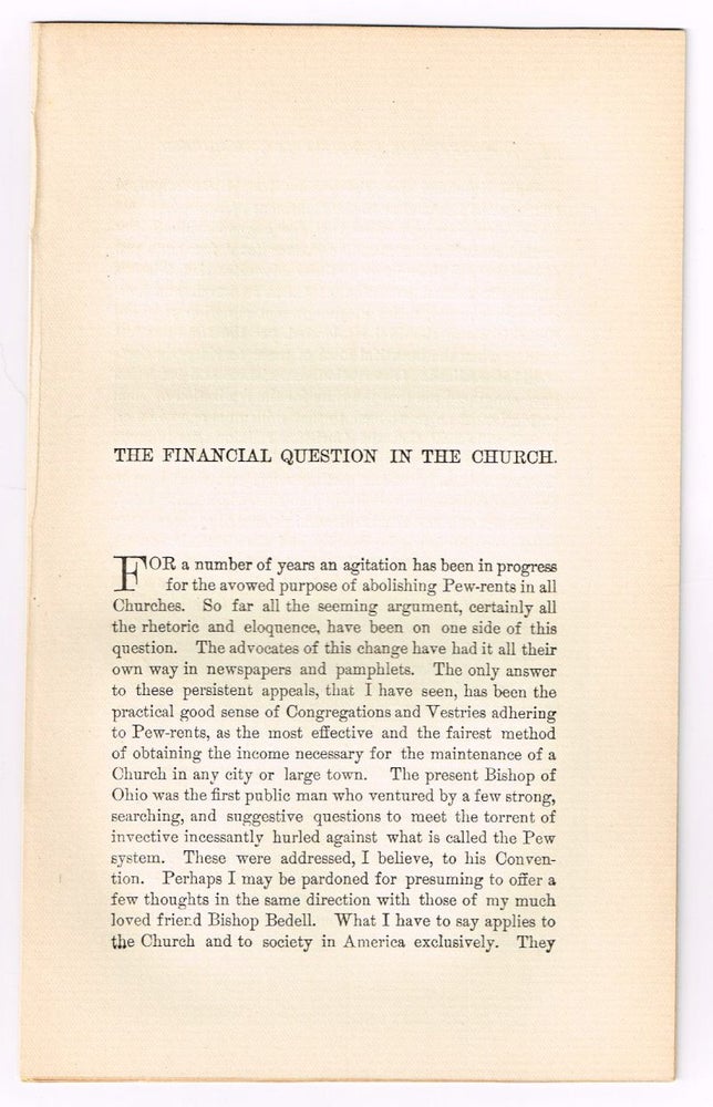 Item #4180055 The Financial Question in the Church. [original single article from The American Church Review, Number 137 (April 1882), pp. 57-66]. James Craik.