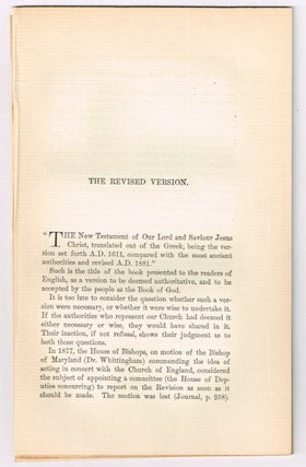 Item #4180056 The Revised Version. [original single article from The American Church Review,...