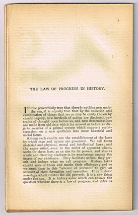 Item #4180084 The Law of Progress in History. [original single article from The American Church...