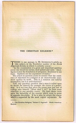 Item #4180086 The Christian Religion. [original single article from The American Church Review,...