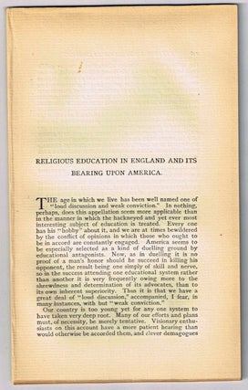 Item #4180087 Religious Education in England and Its Bearing upon America. [original single...