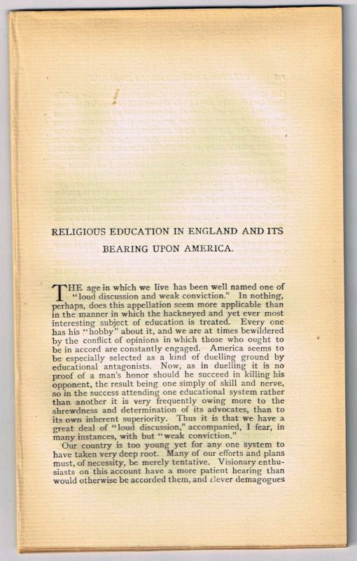 Item #4180087 Religious Education in England and Its Bearing upon America. [original single article from The American Church Review, Number 136 (January 1882), pp. 145-172]. Leighton Coleman.