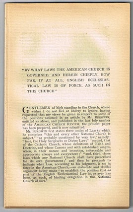 Item #4180088 "By What Laws the American Church Is Governed, and Herein Chiefly, How Far, I at...