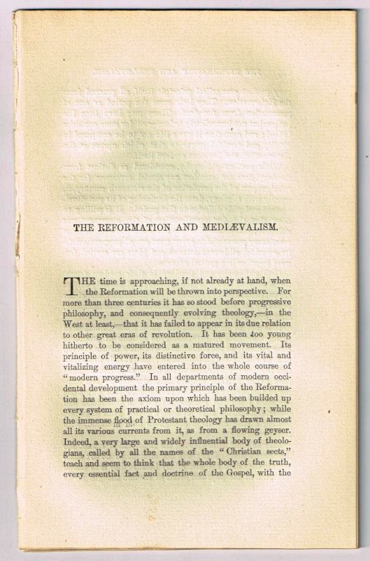Item #4180101 The Reformation and Mediaevalism. [original single article from The American Church Review, Number 138 (July 1882), pp. 189-209]. Rev. Benjamin Franklin, D. D.