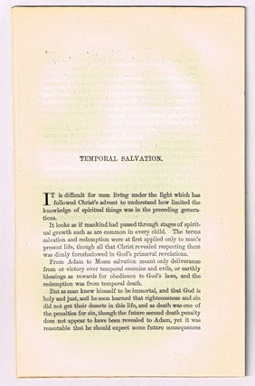 Item #4180104 Temporal Salvation. [original single article from The American Church Review,...