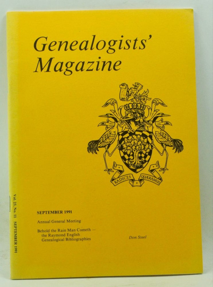 Item #4180155 Genealogists' Magazine: Journal of the Society of Genealogists, Volume 23, Number 11 (September 1991). Don Steel.