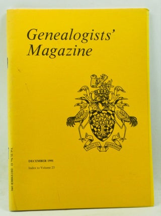 Item #4180156 Genealogists' Magazine: Journal of the Society of Genealogists, Volume 23, Number...