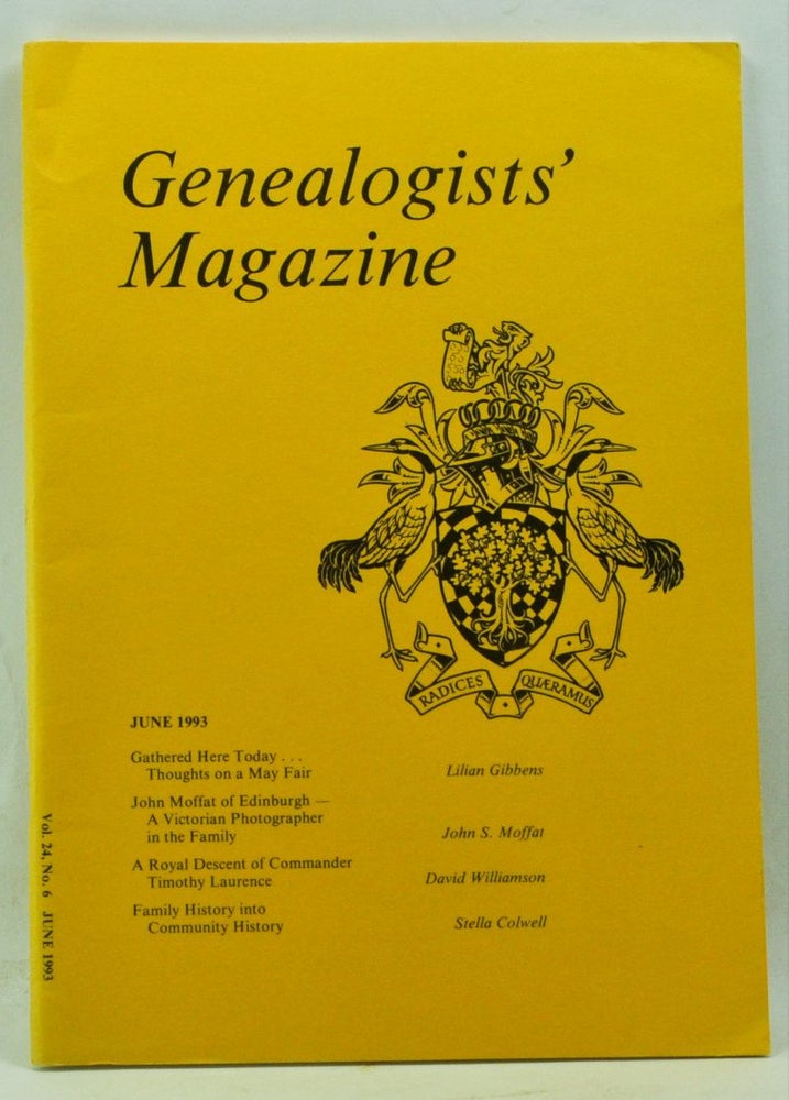 Item #4180160 Genealogists' Magazine: Journal of the Society of Genealogists, Volume 24, Number 6 (June 1993). Lilian Gibbens, John S. Moffat, David Williamson, Stella Colwell.
