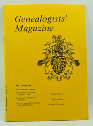 Item #4180161 Genealogists' Magazine: Journal of the Society of Genealogists, Volume 24, Number 7...