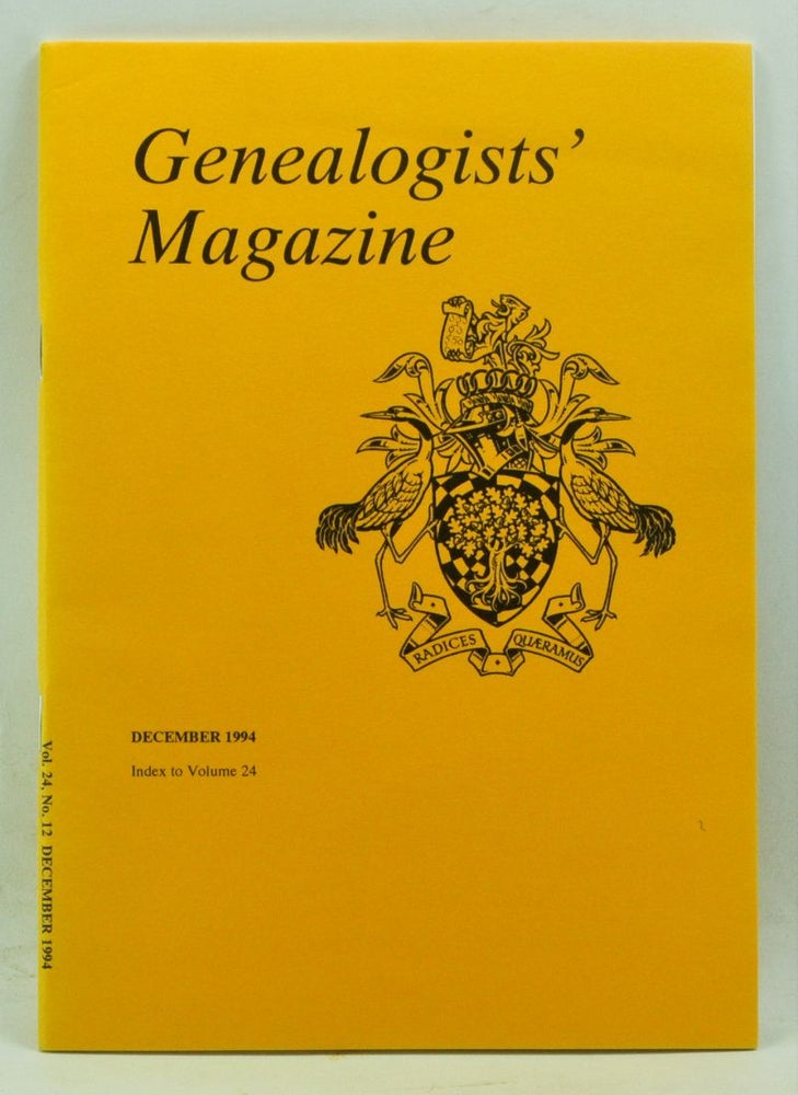 Item #4180165 Genealogists' Magazine: Journal of the Society of Genealogists, Volume 24, Number 12 (December 1994). F. L. Leeson.