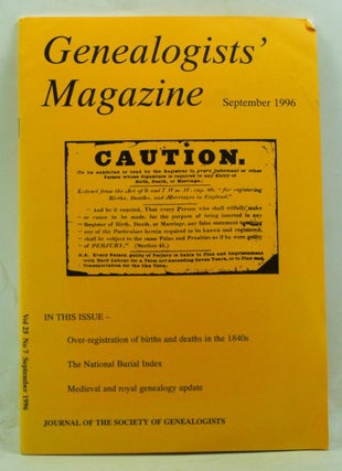 Item #4180172 Genealogists' Magazine: Journal of the Society of Genealogists, Volume 25, Number 7...