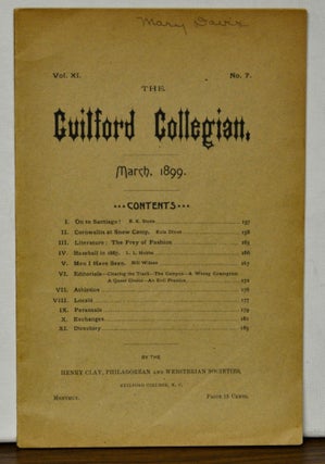 Item #4190061 The Guilford Collegian, Vol. 11, No. 7 (March 1899). Philagorean Henry Clay,...