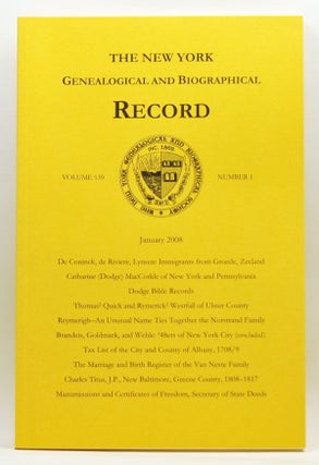 Item #4250033 The New York Genealogical and Biographical Record, Volume 139, Number 1 (January...