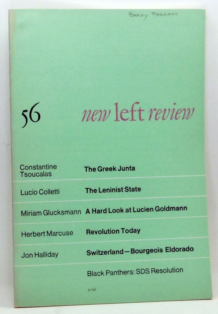 Item #4270025 New Left Review 56 (July-August 1969). Perry Anderson, Cosntantine Tsoucalas, Lucio Colletti, Miriam Glucksmann, Herbert Marcuse, Jon Halliday.